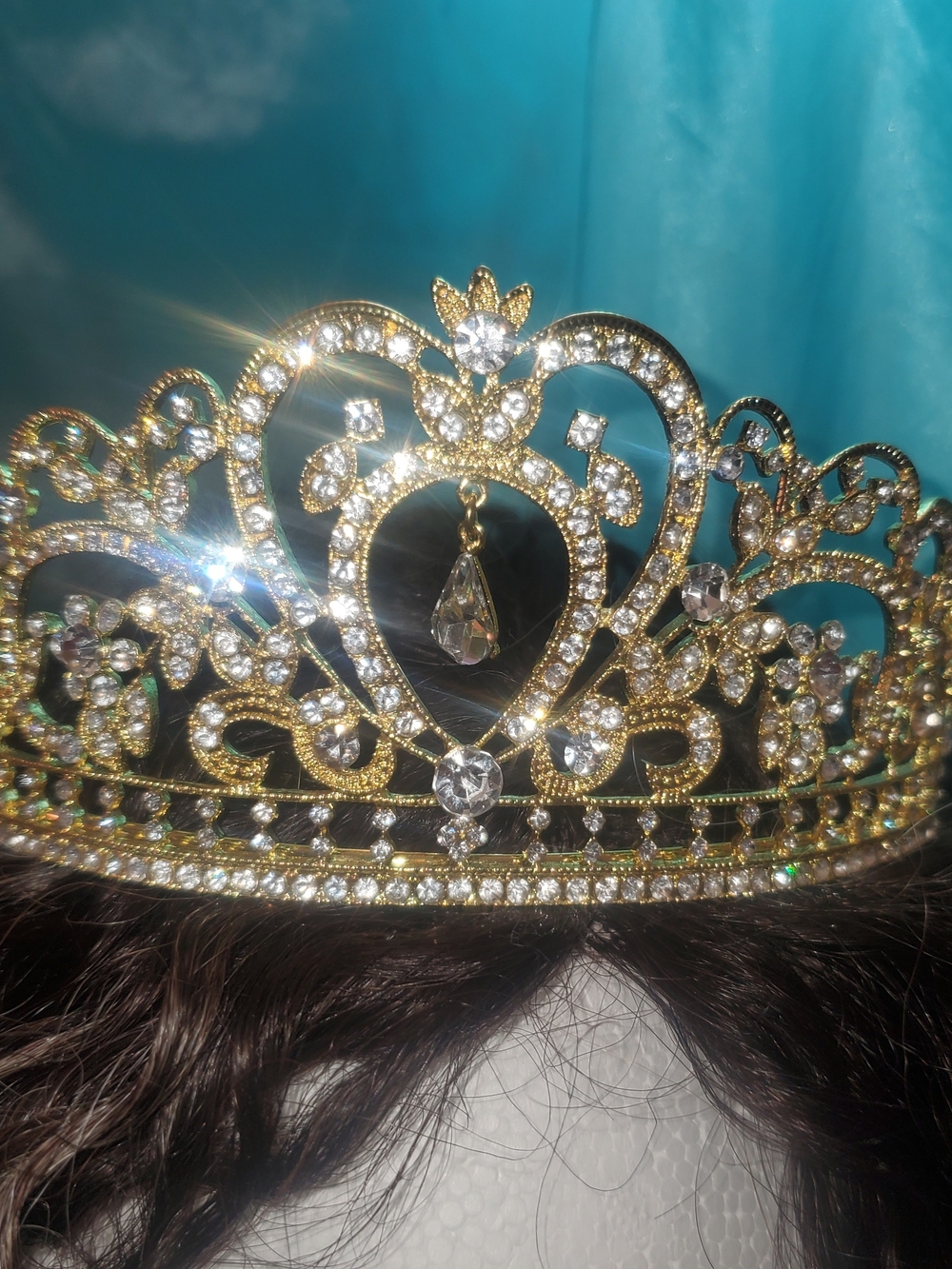 Gold Crystal Heart Tiara - Elegant Women's Accessory